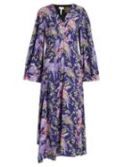 Matchesfashion.com Loewe - X Paula's Ibiza Bird Print Crepe Midi Dress - Womens - Purple Print