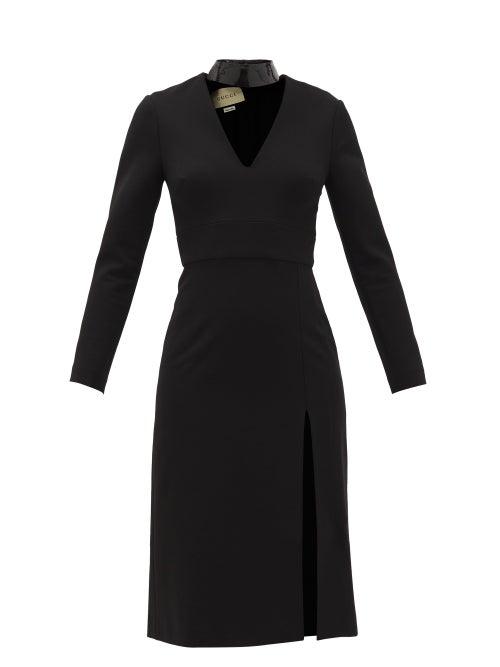 Matchesfashion.com Gucci - Patent Leather-trimmed Cady Dress - Womens - Black