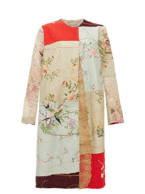 Matchesfashion.com By Walid - Tanita Embroidered Antique-silk Coat - Womens - Ivory Multi