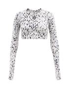 Adidas By Stella Mccartney - Abstract-print Recycled-fibre Jersey Cropped Top - Womens - Black Print