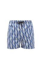 Matchesfashion.com Apnee - Vagues Wave-print Upcycled-shell Swim Shorts - Mens - Blue Multi