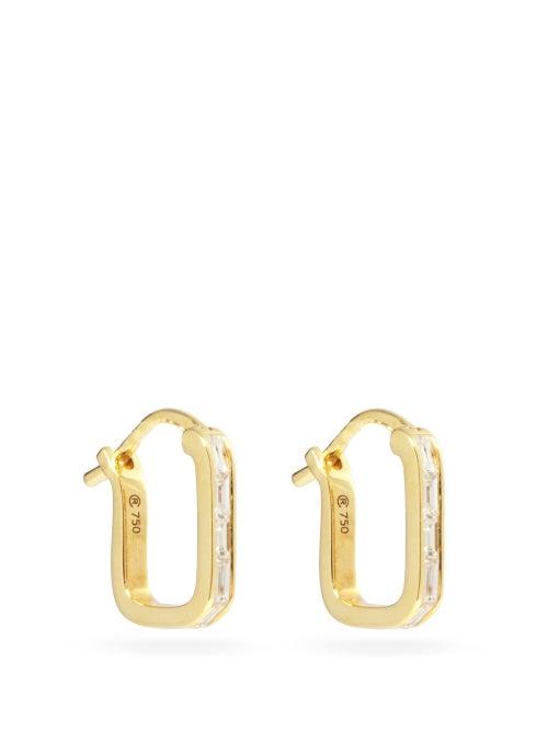 Matchesfashion.com Raphaele Canot - Diamond & 18kt Gold Hoop Earrings - Womens - Yellow Gold