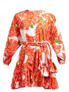 Matchesfashion.com Rhode - Ella Rose Print Tie Waist Cotton Dress - Womens - Red White