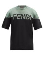 Mens Activewear Fendi - Logo-jacquard Cotton-blend Performance T-shirt - Mens - Black Green