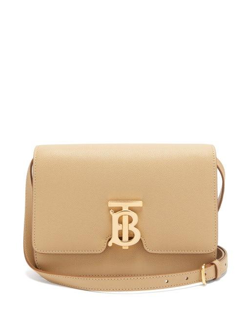 Matchesfashion.com Burberry - Tb Monogram Small Grained Leather Cross Body Bag - Womens - Beige