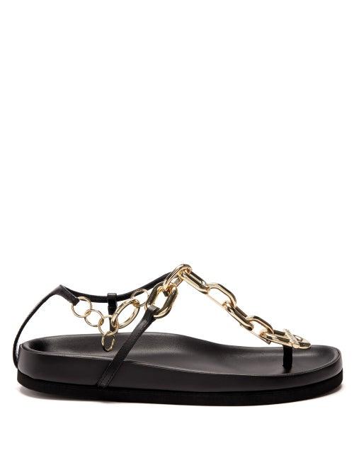 Paco Rabanne - Xl-link Leather Sandals - Womens - Black Gold