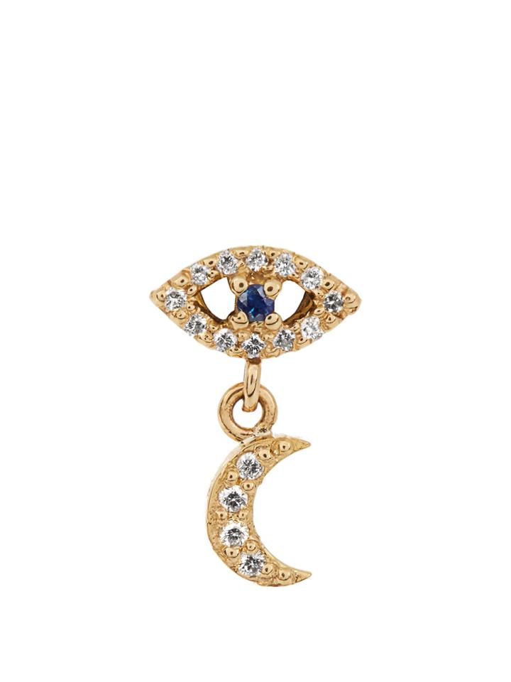 Ileana Makri Diamond, Sapphire & Yellow-gold Single Earring