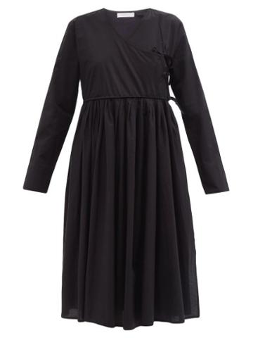 Ladies Beachwear Merlette - Collier Cotton-poplin Wrap Dress - Womens - Black