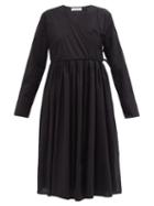 Ladies Beachwear Merlette - Collier Cotton-poplin Wrap Dress - Womens - Black