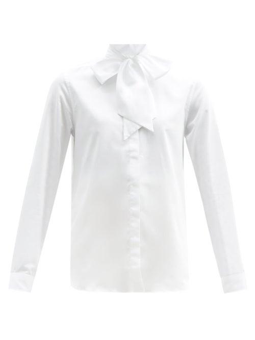 Matchesfashion.com Bourrienne Paris X - New Altesse Pussy-bow Cotton-sateen Shirt - Womens - White