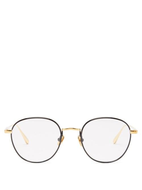 Linda Farrow - Jules Round 22kt Gold-plated Titanium Glasses - Womens - Black Gold