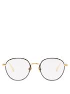 Linda Farrow - Jules Round 22kt Gold-plated Titanium Glasses - Womens - Black Gold