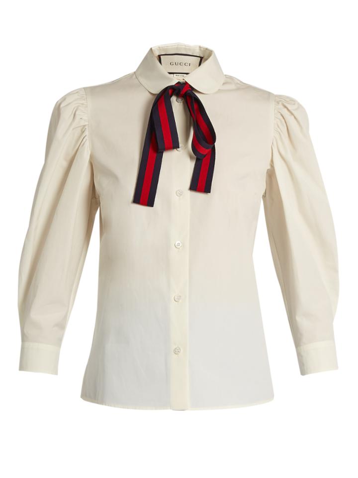 Gucci Tie-neck Cotton-poplin Blouse