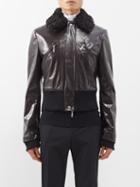 Maximilian Davis - Elijah Shearling-collar Faux-leather Bomber Jacket - Mens - Dark Brown