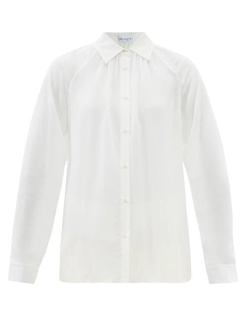 Raey - Gathered-neck Silk Blouse - Womens - Ivory