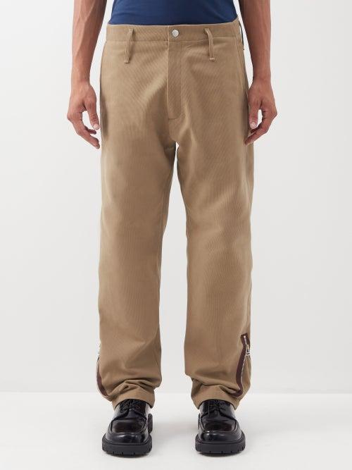 3man - Zipped-hem Cotton-corduroy Trousers - Mens - Camel