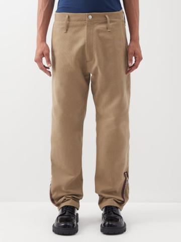 3man - Zipped-hem Cotton-corduroy Trousers - Mens - Camel