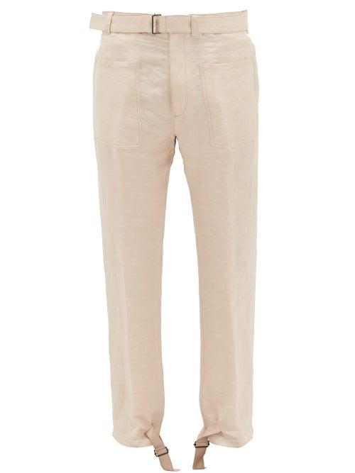 Matchesfashion.com Ann Demeulemeester - Buckled-cuff Linen-blend Trousers - Mens - Beige