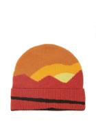 Jw Anderson - Landscape-intarsia Wool-blend Beanie - Womens - Orange Multi
