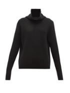 Matchesfashion.com Allude - Ribbed Roll Neck Cashmere Sweater - Womens - Black