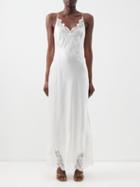 Carine Gilson - Silk Satin And Chantilly-lace Slip Dress - Womens - White
