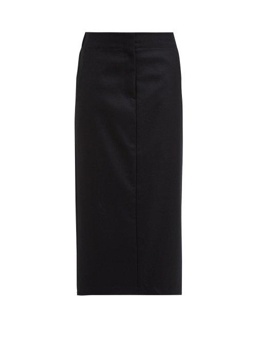 Matchesfashion.com Raey - Elasticated Back Wool Midi Skirt - Womens - Black