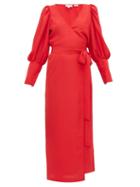 Matchesfashion.com Rhode - Aspen Long Sleeve V Neck Dress - Womens - Red