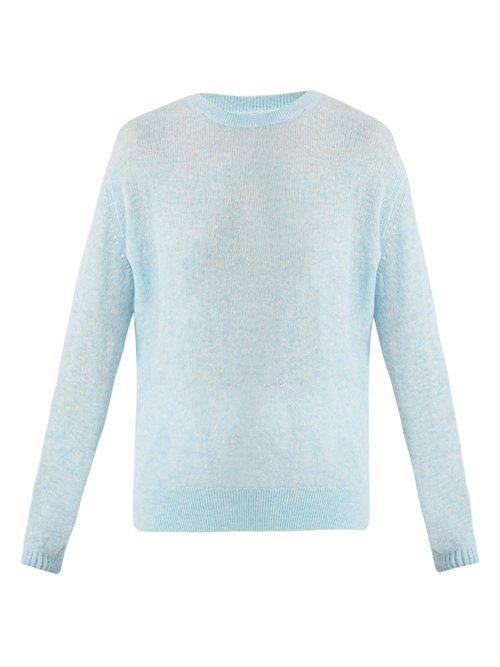 Matchesfashion.com Khaite - Viola Round Neck Cashmere Knitted Sweater - Womens - Light Blue