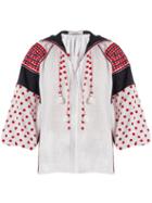 Matchesfashion.com Vita Kin - Dots Embroidered Mid Weight Linen Blouse - Womens - Red White