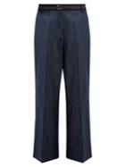 Elizabeth And James Hudson Wide-leg Cropped Cotton-blend Trousers