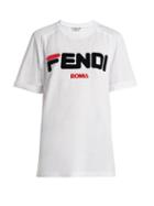 Matchesfashion.com Fendi - Flocked Logo Cotton T Shirt - Womens - White Multi