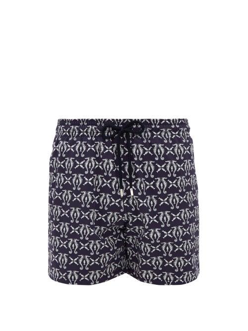 Matchesfashion.com Vilebrequin - Moorea Sea Horse Print Swim Shorts - Mens - Navy Multi