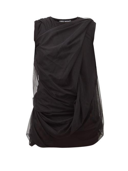 Junya Watanabe - Draped Tulle Top - Womens - Black