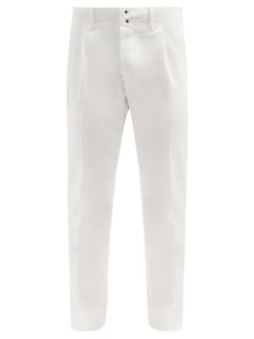 Matchesfashion.com Incotex - Cotton-blend Slim-leg Pleated Chino Trousers - Mens - Cream