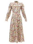 Matchesfashion.com The Vampire's Wife - The Firefly Floral-print Gathered Cotton Dress - Womens - Red Multi