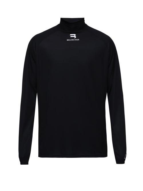 Balenciaga - Long-sleeve Technical Performance T-shirt - Mens - Black