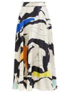 Roksanda - Colvina Abstract-print Silk-crepe Midi Skirt - Womens - Multi