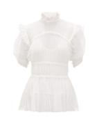 Matchesfashion.com Romance Was Born - Frolic Ruched Polka-dot Tulle Top - Womens - Ivory