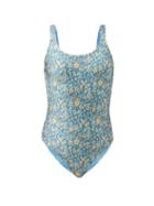 Matchesfashion.com Zimmermann - Carnaby Floral-print Swimsuit - Womens - Blue Print