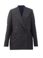 Matchesfashion.com Acne Studios - Janny Double-breasted Striped Wool Jacket - Womens - Navy