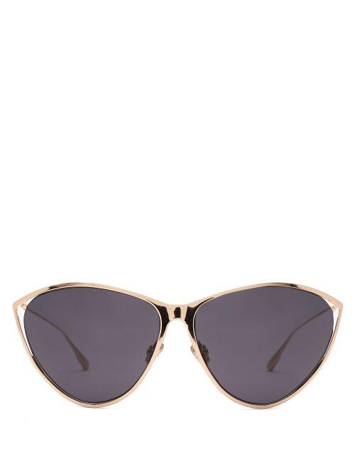 Matchesfashion.com Dior Eyewear - Cat Eye Metal Sunglasses - Womens - Black Gold