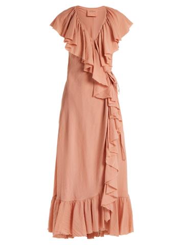 Loup Charmant Callella Ruffled Cotton Wrap Dress