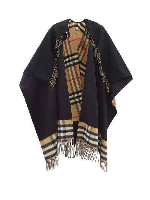 Burberry - Reversible Check Cashmere-blend Cape - Womens - Black