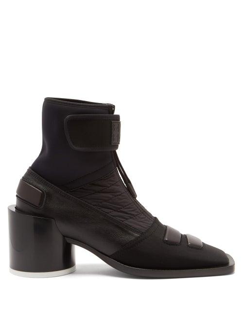 Matchesfashion.com Mm6 Maison Margiela - Square-toe Leather And Neoprene Ankle Boots - Womens - Black
