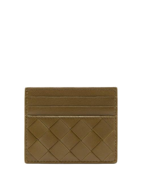 Matchesfashion.com Bottega Veneta - Intrecciato Leather Cardholder - Womens - Khaki