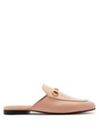 Matchesfashion.com Gucci - Princetown Leather Backless Loafers - Womens - Light Pink
