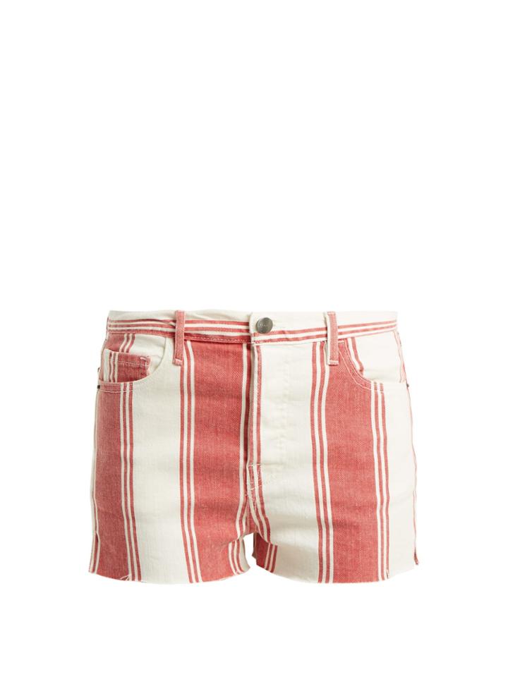 Frame Le Cut Off Striped Shorts
