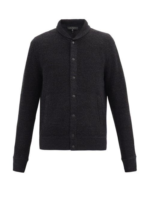 Matchesfashion.com Rag & Bone - Cardiff Shawl-collar Cotton-blend Cardigan - Mens - Dark Grey