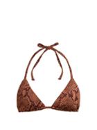 Matchesfashion.com Mara Hoffman - Rae Snake Jacquard Bikini Top - Womens - Brown
