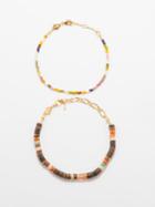Anni Lu - Set Of Two Beaded 18kt Gold-plated Bracelets - Womens - Brown Multi